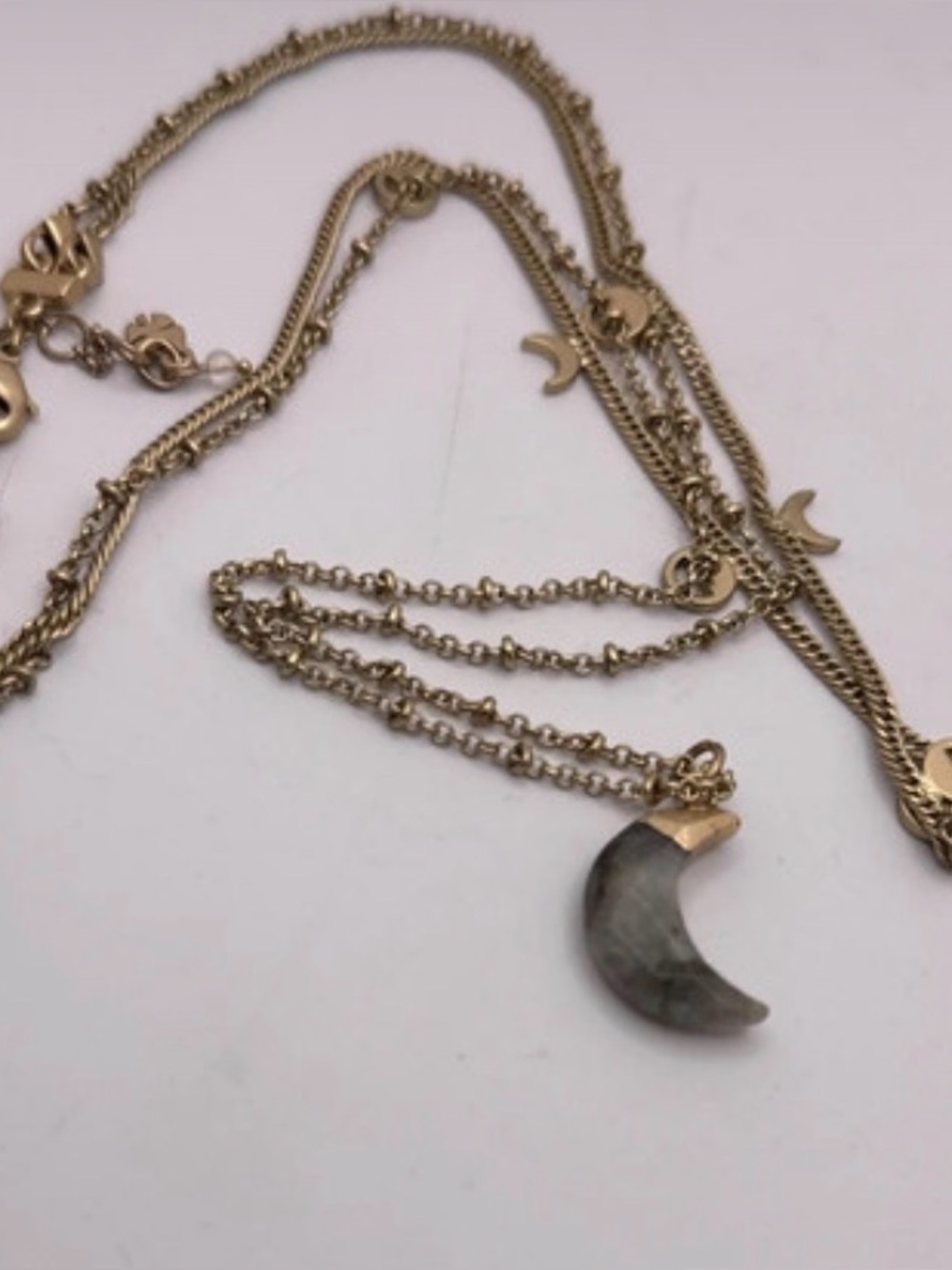 Lucky Brand Layered Gold Tone Women’s Necklace with Crescent Pendant